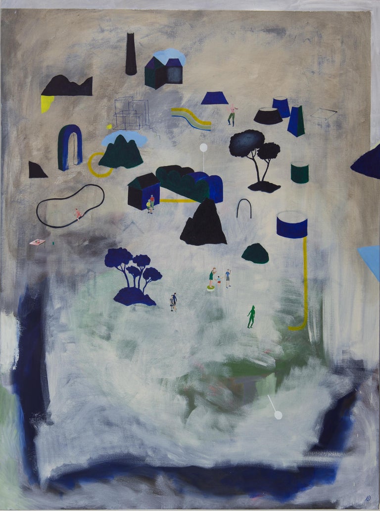 In full knowledge of the facts #1 - Hélène Duclos, 21st Century, Painting - Gray Landscape Painting by Hélène Duclos