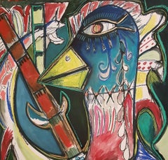 The bamboos' rare bird -Timothy Archer, 21st Century painting, Figurative art