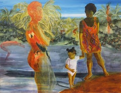 Ohne Titel (Frau und Kind) – Leslie Amine, 21. Jahrhundert, zeitgenössische Malerei