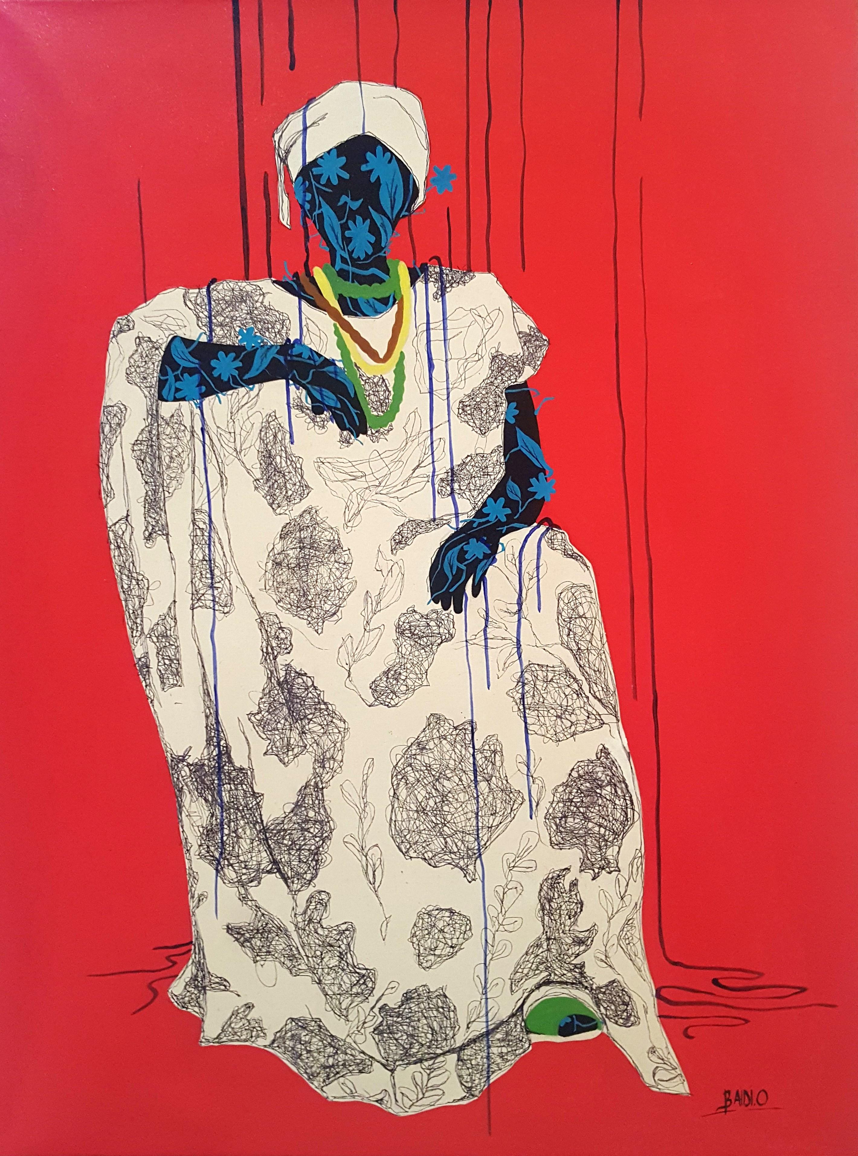 Technique mixte sur toile
Travail unique
Signé en bas à droite

Moustapha Baidi Oumarou examine son cercle de connaissances mais regarde le monde en visionnaire. Il transmet à travers son art la vision d'un peintre conscient et humaniste.

Il veut