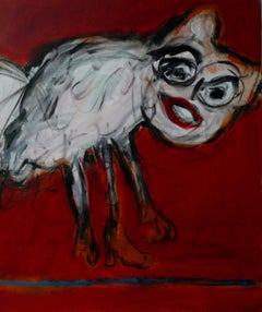 Beasts on a red background Joanna Flatau Contemporary Expressionist painting