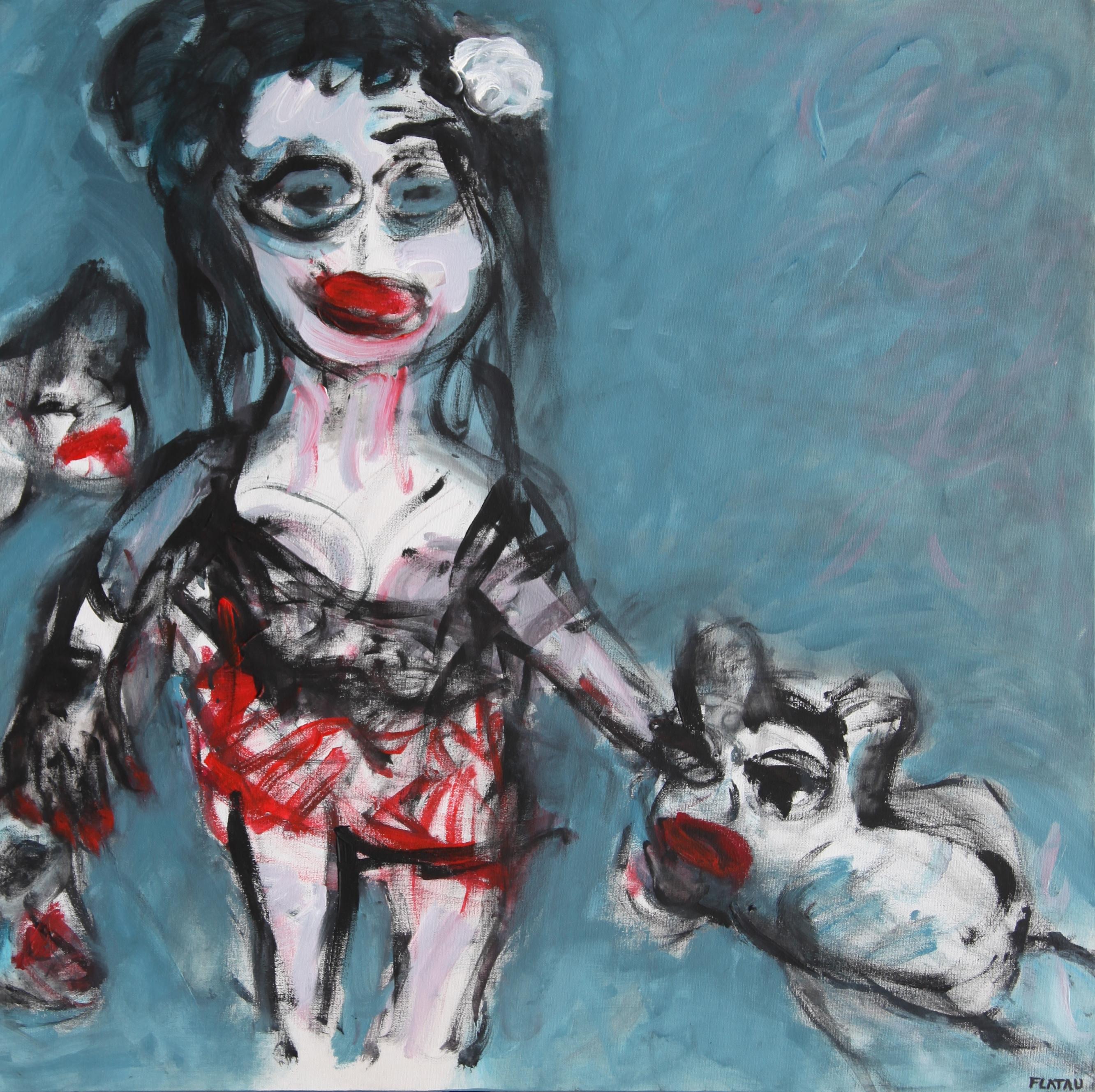 Los fieles - Joanna Flatau, Pintura expresionista contemporánea en venta 1