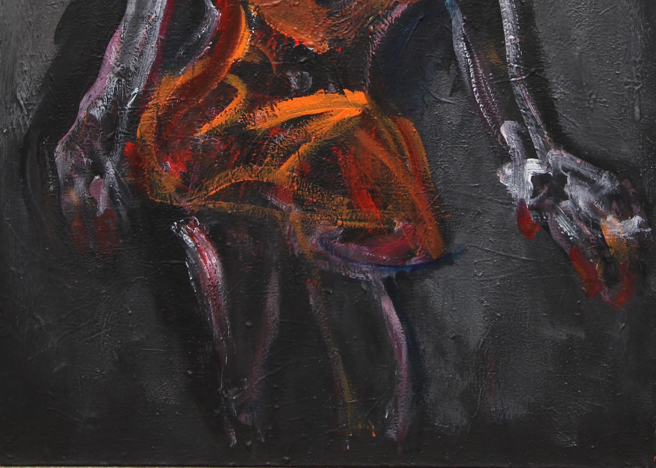 Bright Orange – Joanna Flatau, zeitgenössische Kunst, expressionistische Malerei im Angebot 2