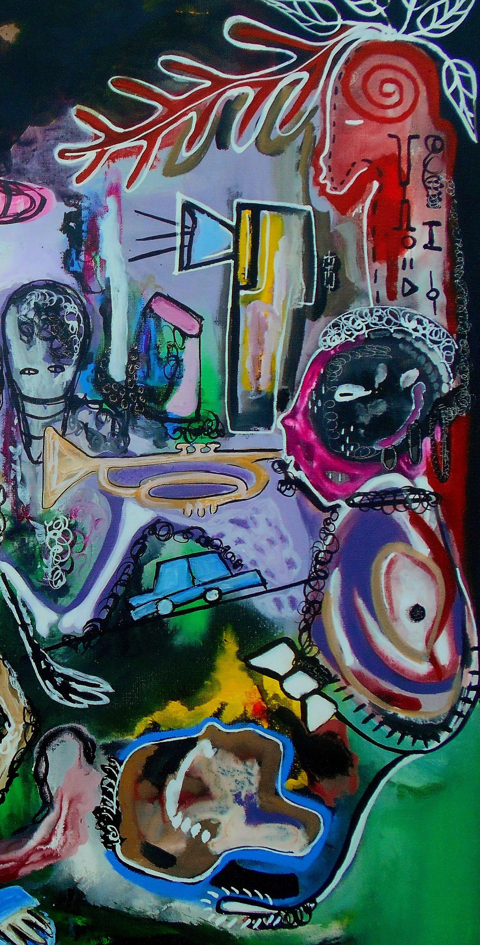 Run for your life ! - William Bakaïmo, Contemporary African Painting For Sale 2