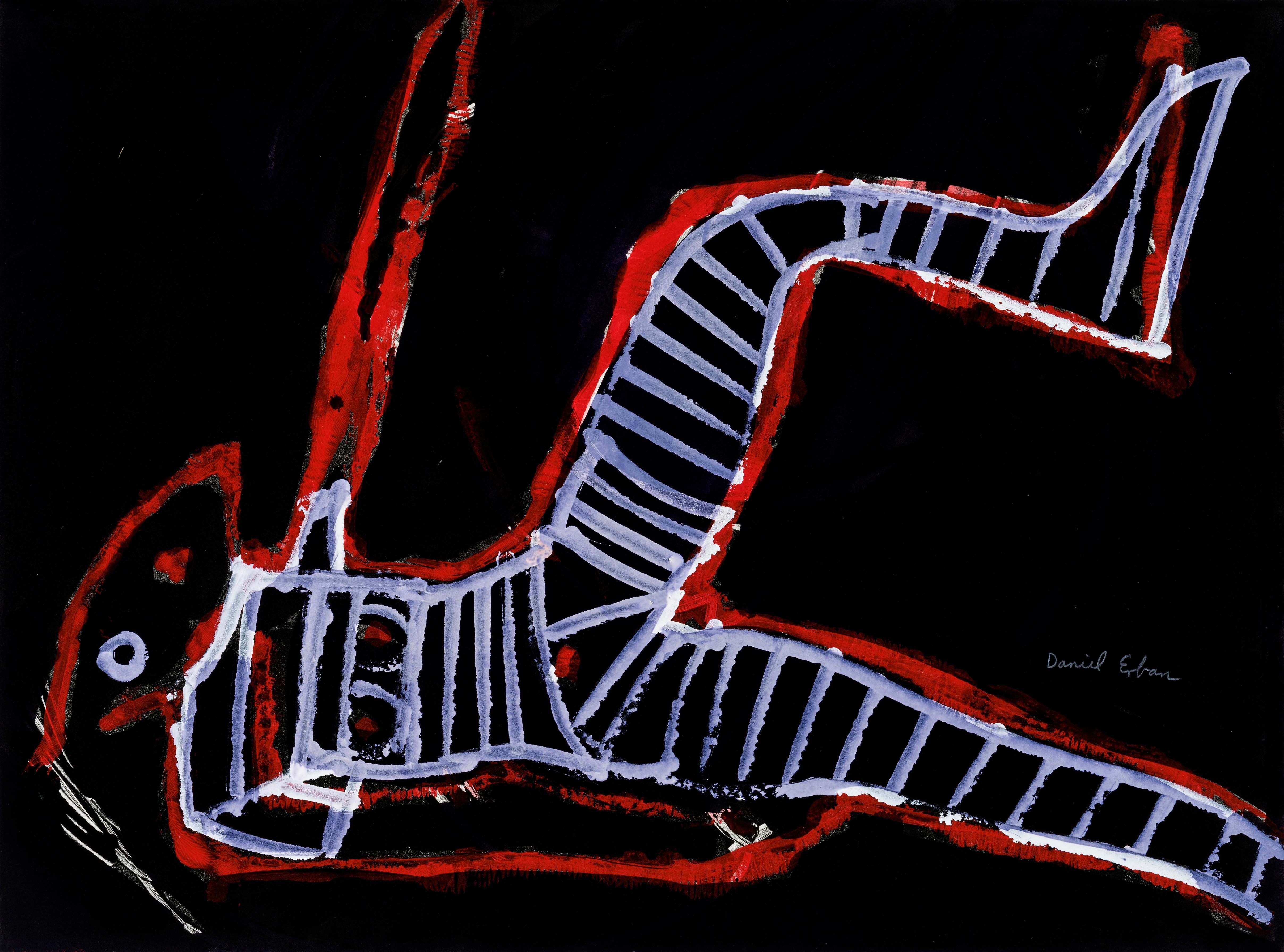 Vagando en la oscuridad -Daniel Erban, Siglo XX, Outsider Pintura figurativa en venta 1