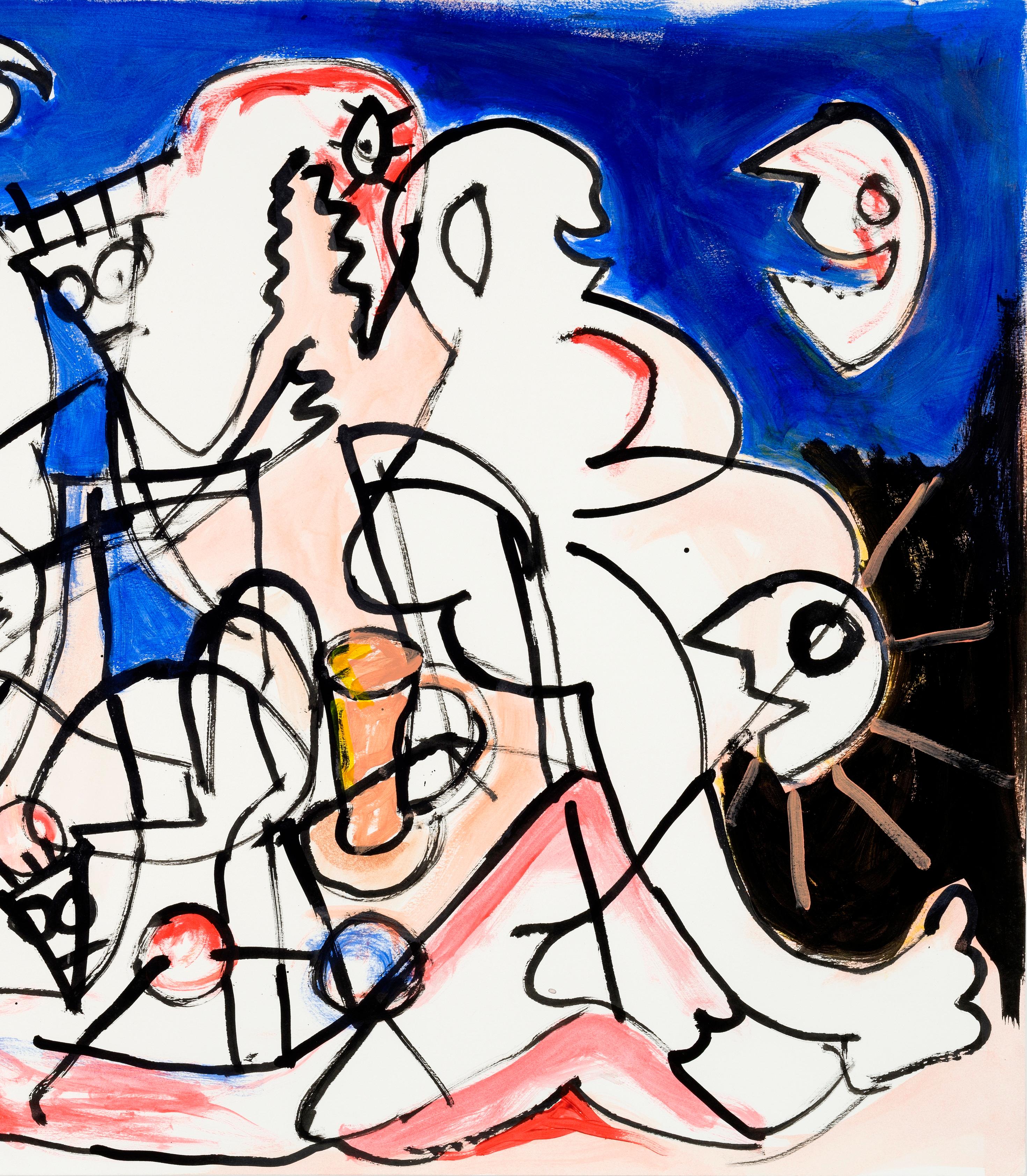 Dishevelled wandering stars -Daniel Erban, 20th Century, Outsider art painting For Sale 1