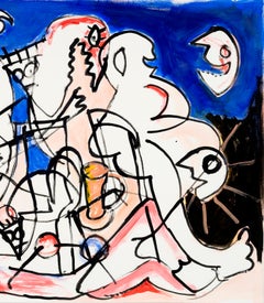 Dishevelled wandering stars -Daniel Erban, 20th Century, Outsider art painting