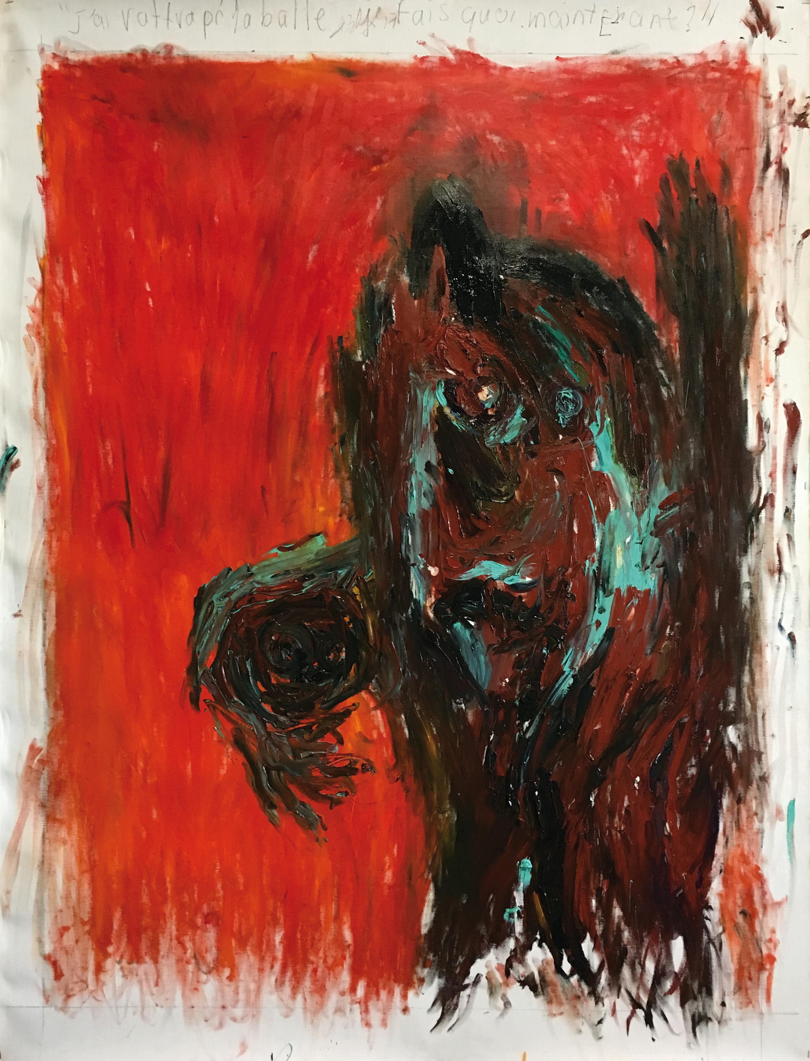 ¿Qué debo hacer con la pelota? Julien Wolf Pintura expresionista contemporánea