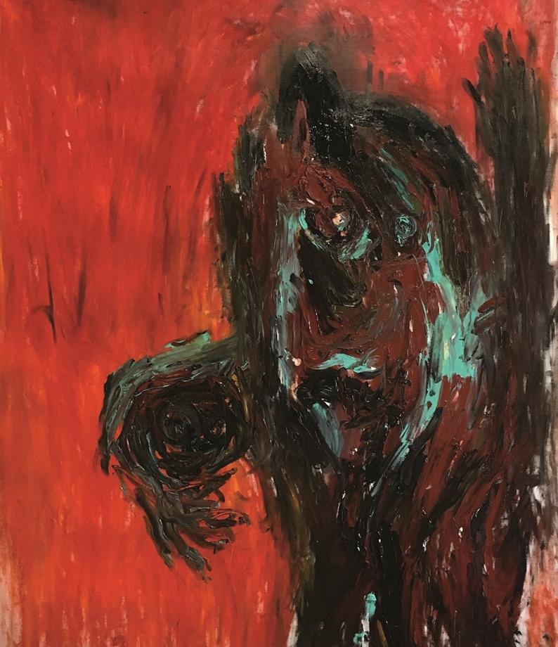 ¿Qué debo hacer con la pelota? Julien Wolf Pintura expresionista contemporánea en venta 1