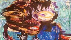 The blue pose - Parmis Sayous 21st Century drawing, Iranian painter