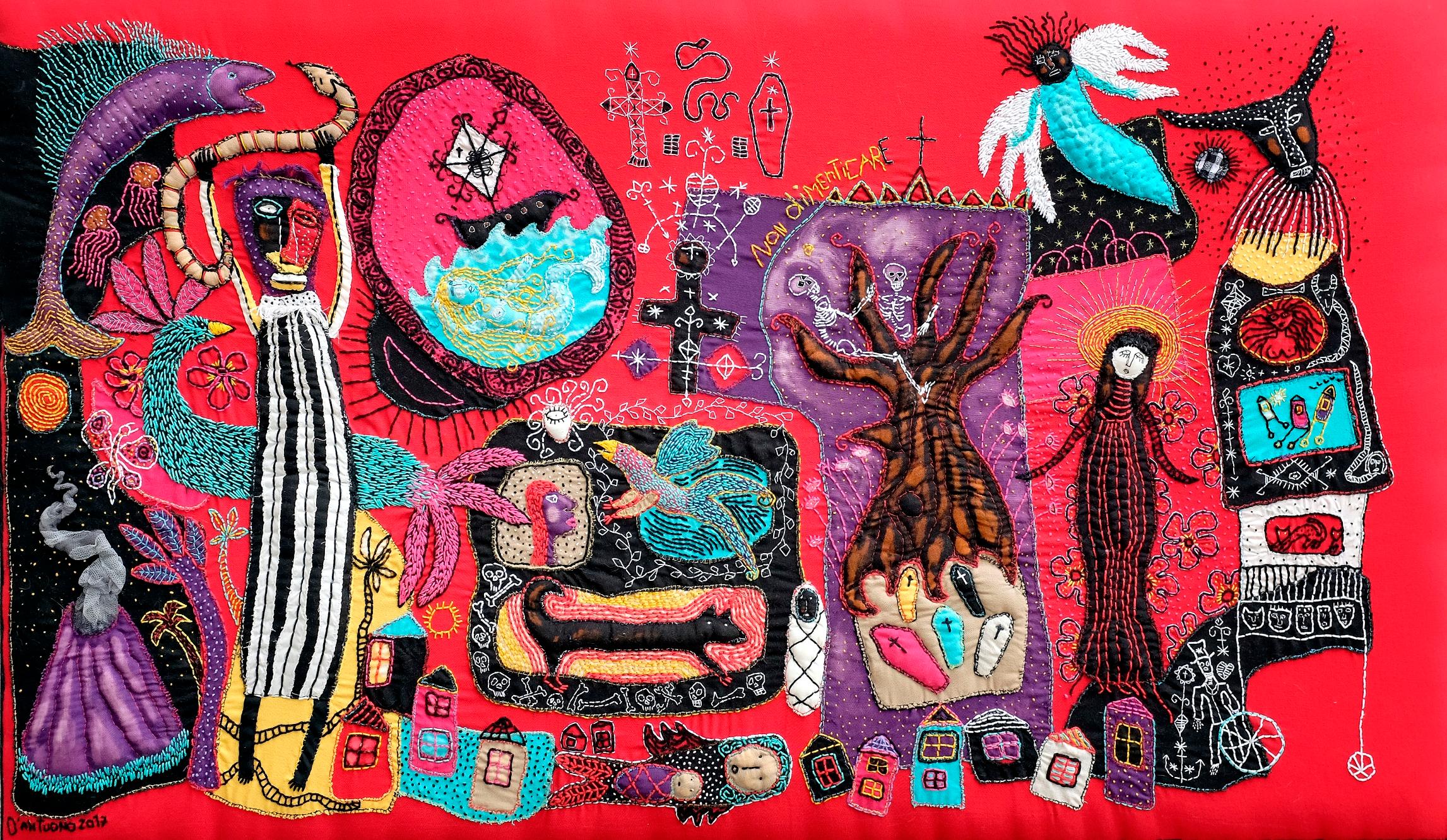 Never Vergessen Sie es! Barbara d'Antuono Zeitgenössische handgenähte Textilkunst des 21. Jahrhunderts – Art von Barbara d' Antuono
