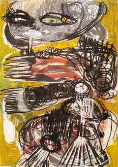 Red and grey feathers- Parmis Sayous 21st Century drawing, Iranian artist