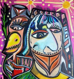 The happy gagged man -Timothy Archer, 21st Century painting, Figurative art