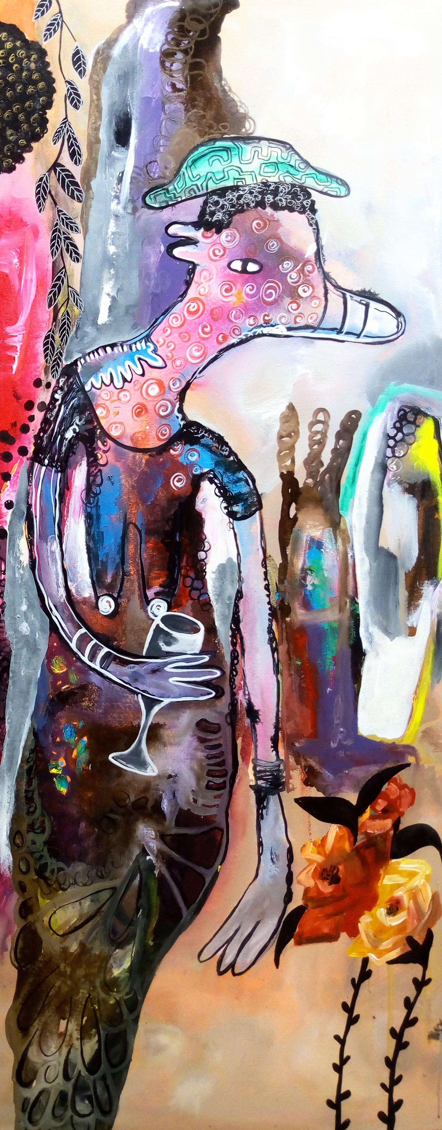 Acrylic paint on canvas
2019
Signed 
Unique work

The world of William Bakaïmo is a great dreamlike bestiary where humans are not humans, where animals are animals no more. In this strange ark of Noah, the imagination and the dream carve themselves