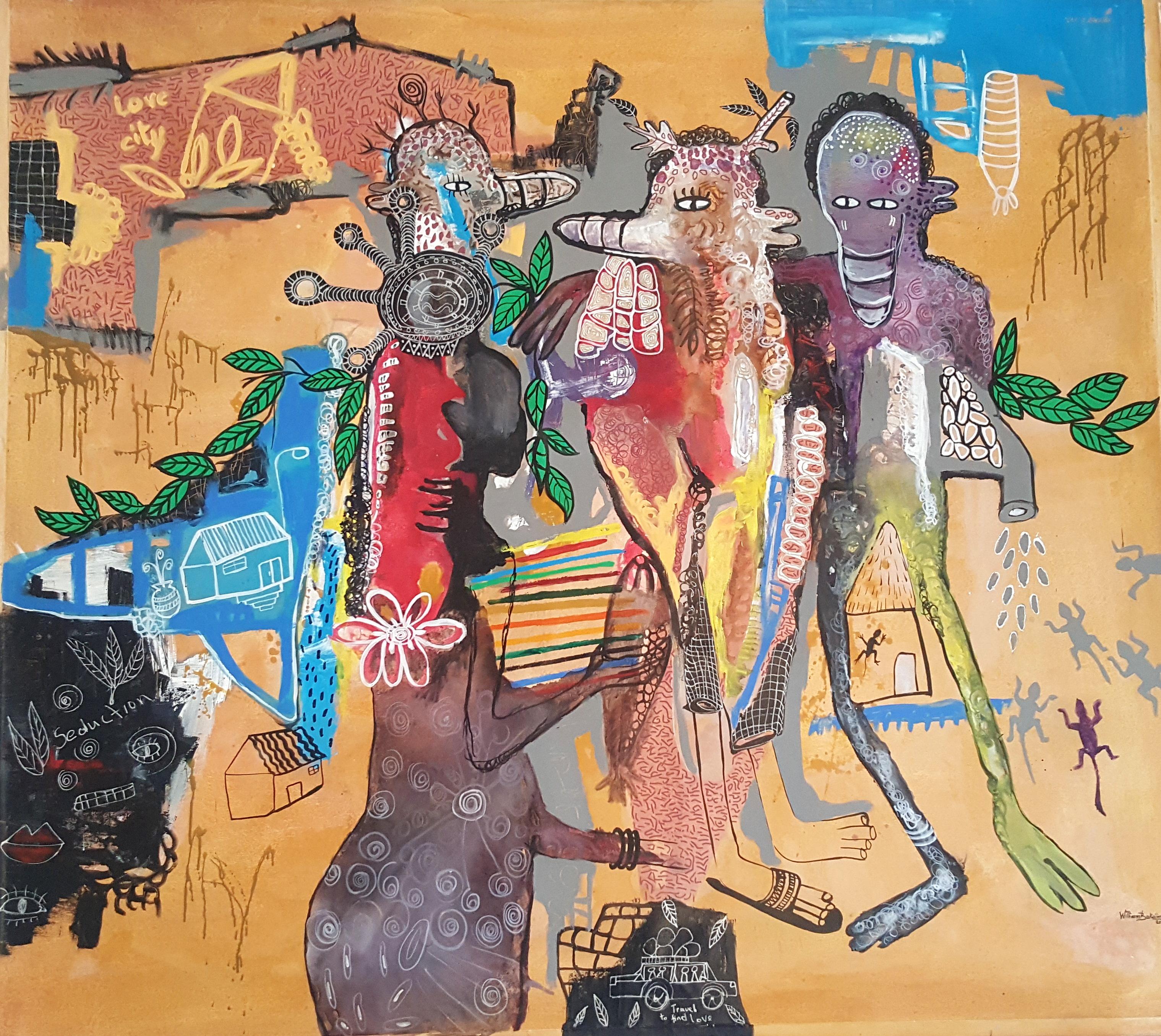 Lovers' walk - William Bakaïmo, 21st Century, Contemporary African Painting