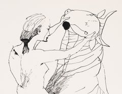 Woman and Taurus - Lajos Szalay, 20th Century, Figurative drawing