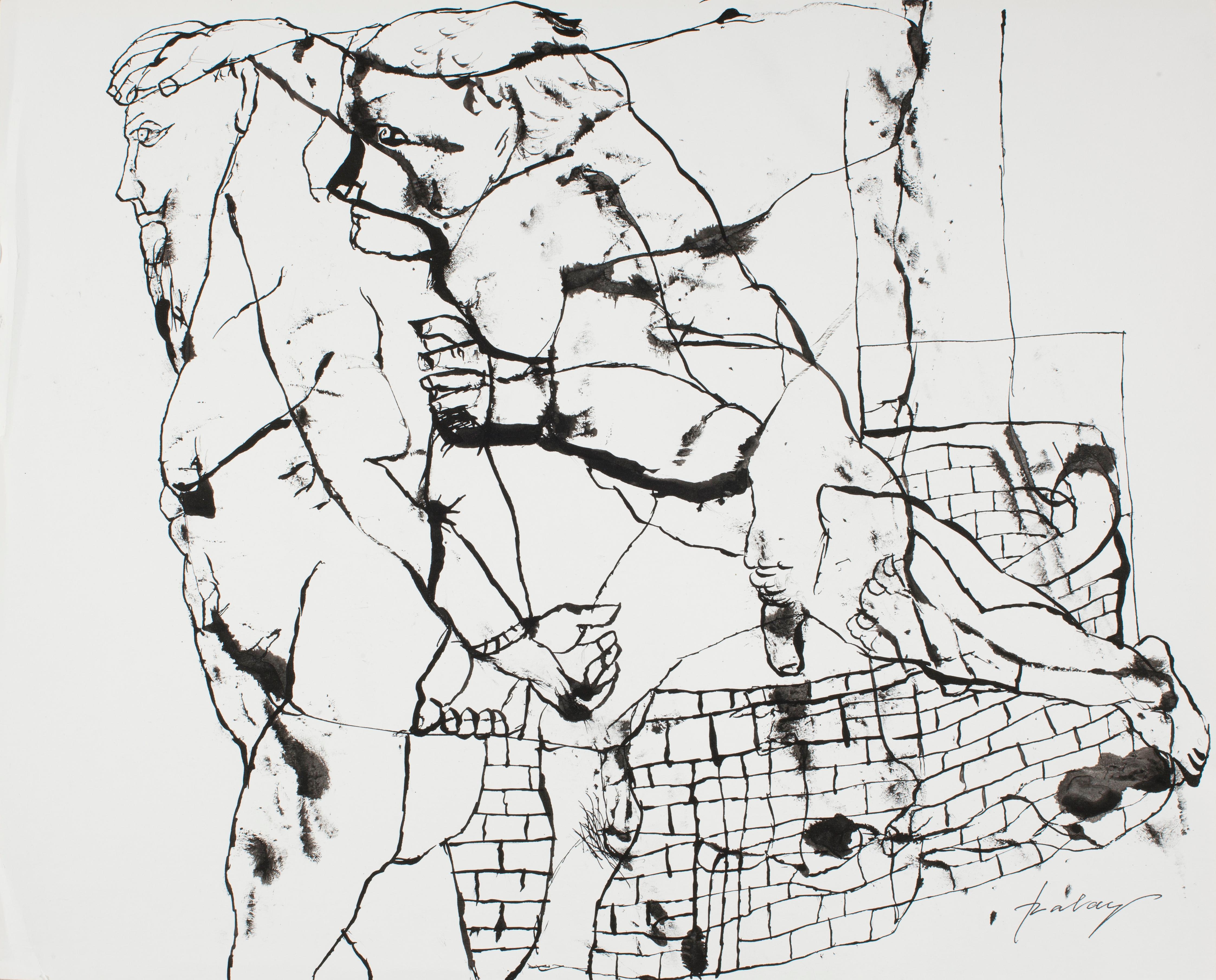 The prisoner - Lajos Szalay, 20th Century, Figurative drawing