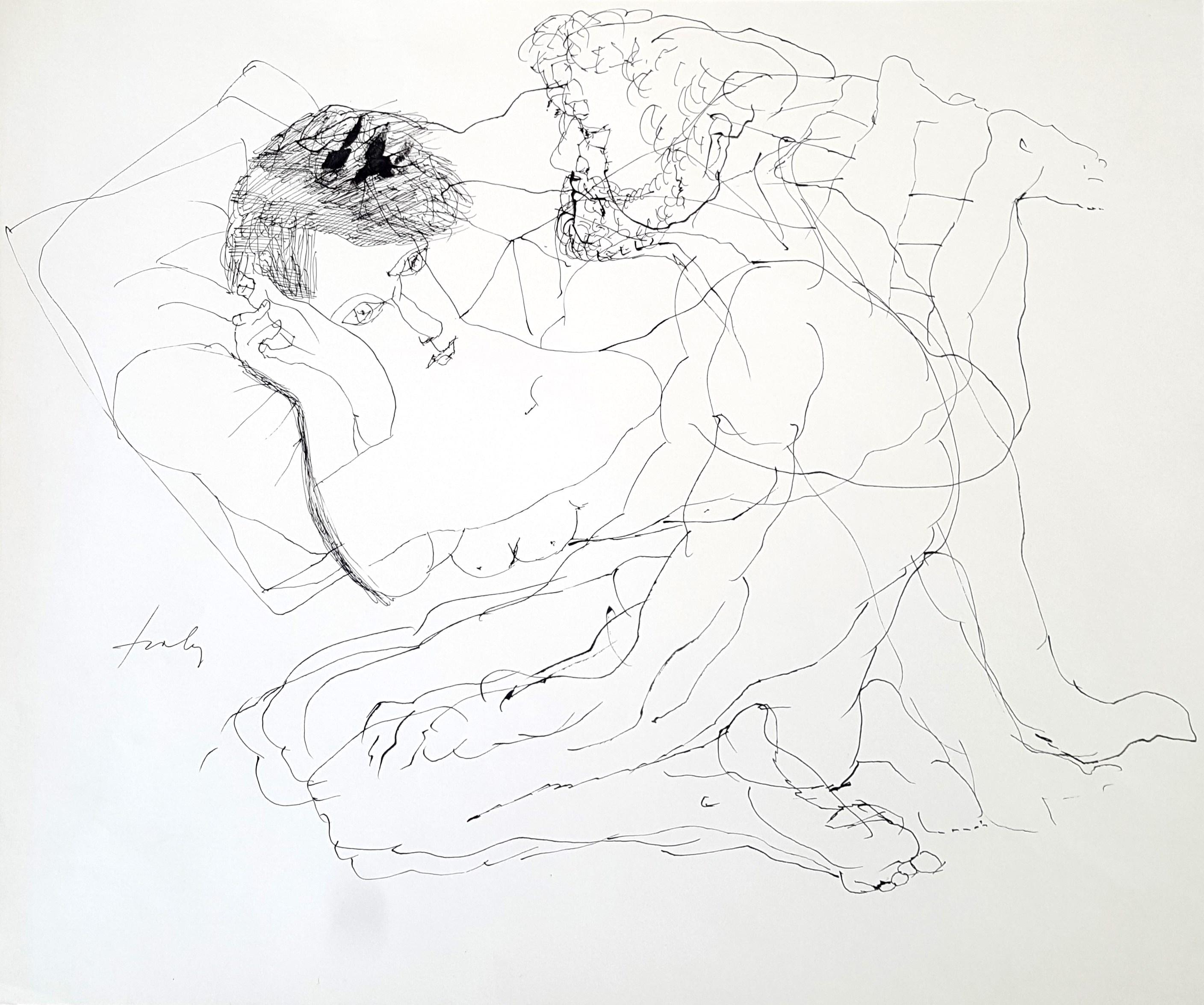 Couple - Lajos Szalay, 20th Century, Figurative drawing