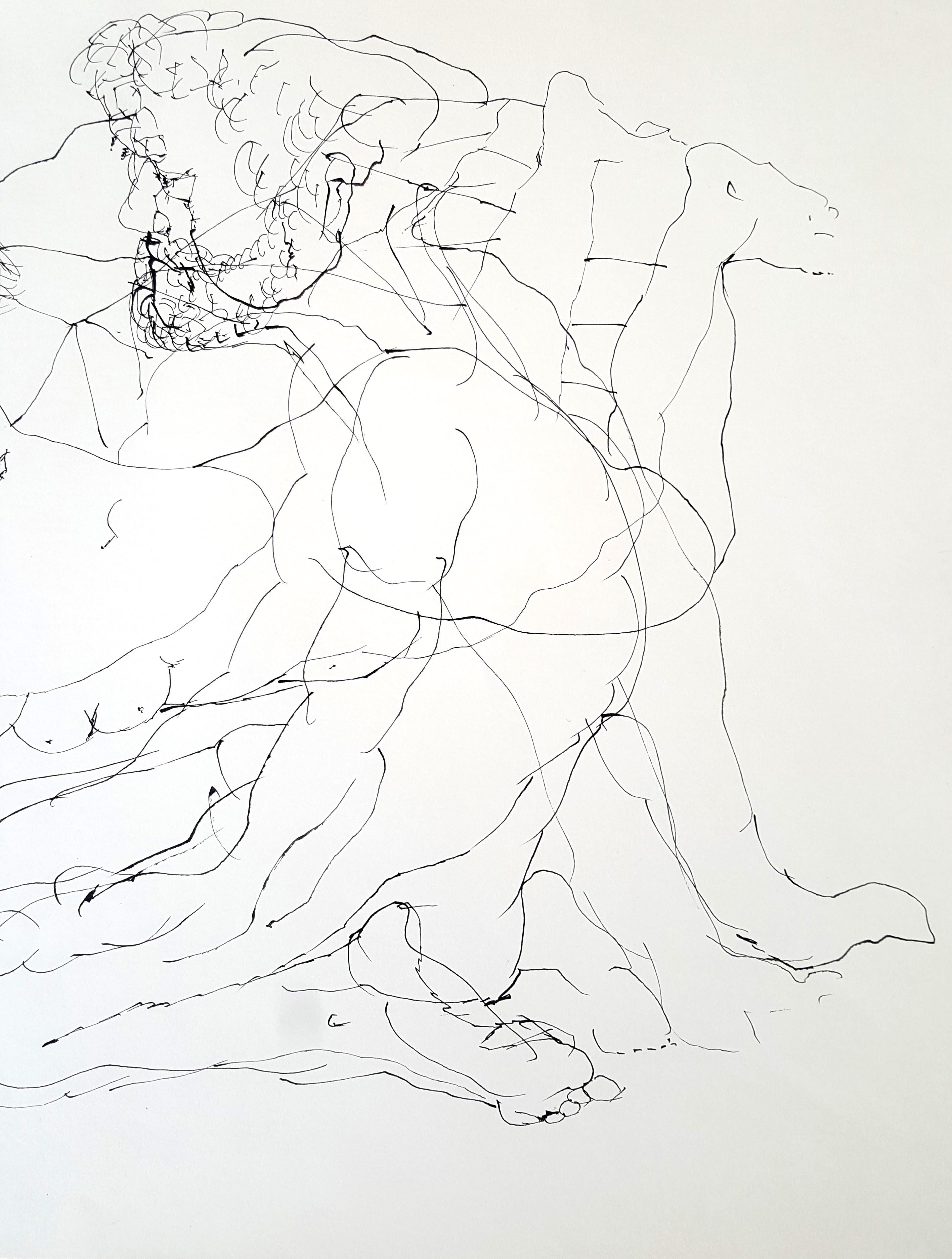 Couple - Lajos Szalay, 20th Century, Figurative drawing For Sale 2