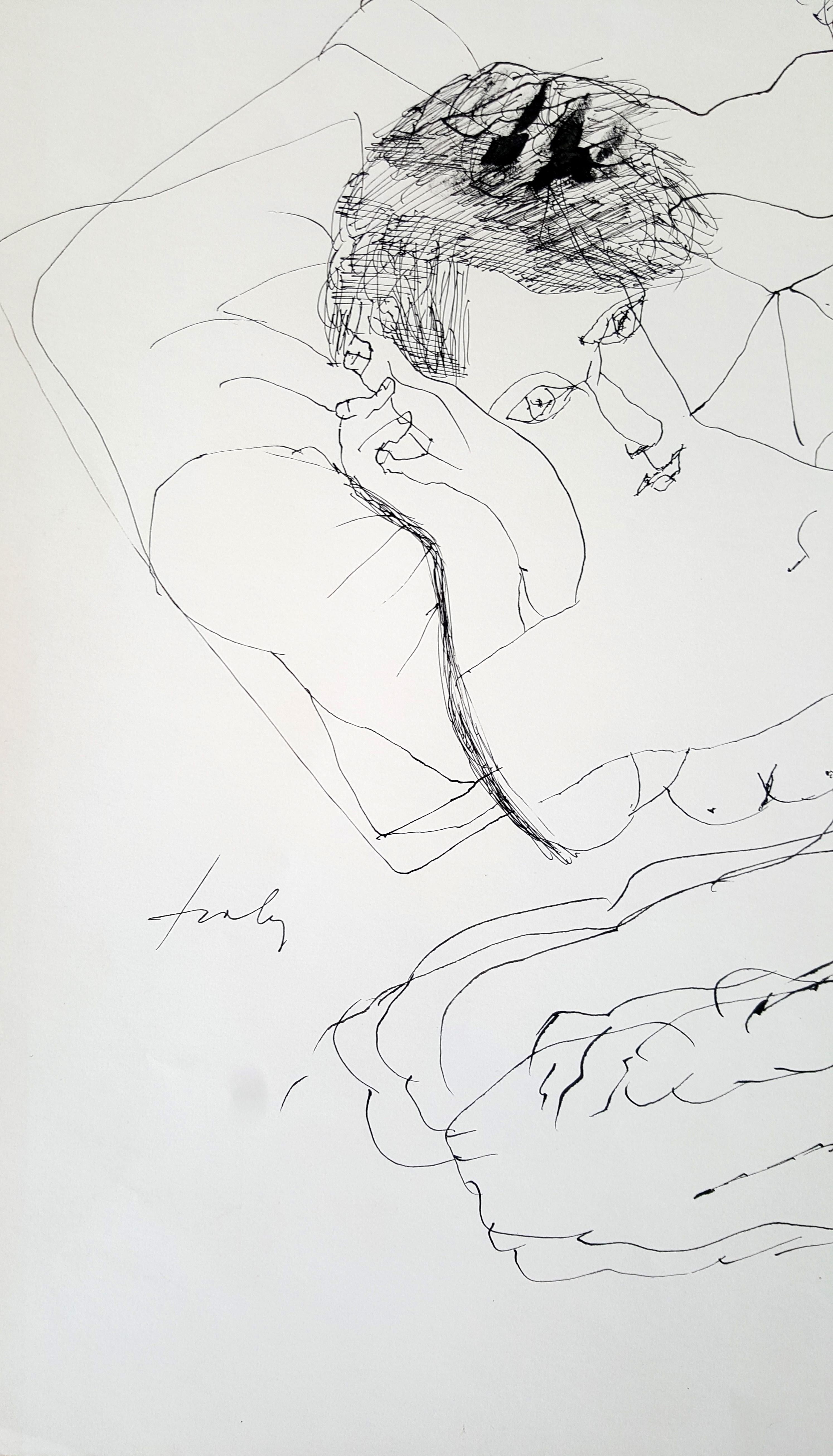 Couple - Lajos Szalay, 20th Century, Figurative drawing For Sale 3