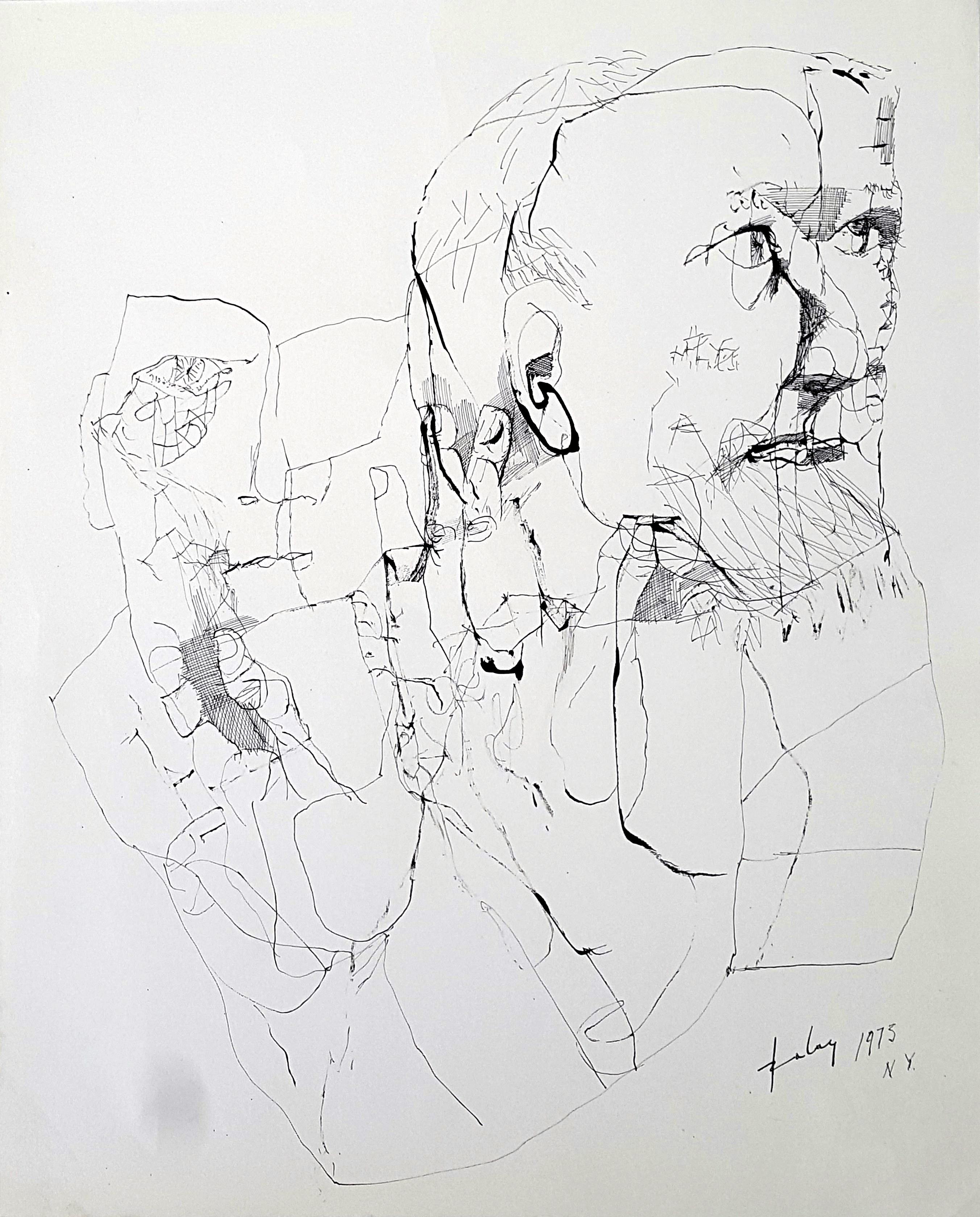 The grand father - Lajos Szalay, 20th Century, Figurative drawing