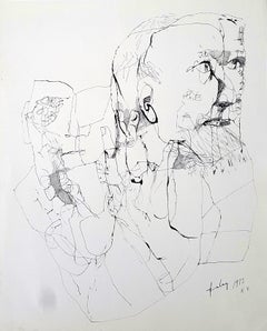 Vintage The grand father - Lajos Szalay, 20th Century, Figurative drawing