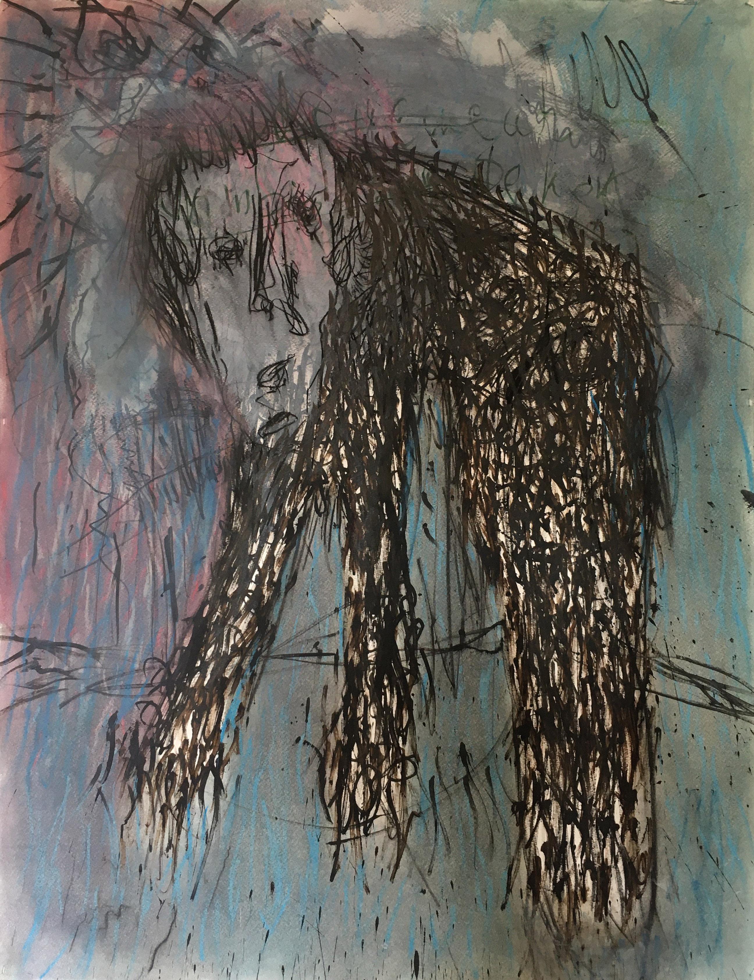 La grotte de Patrick - Julien Wolf, 21e siècle, dessin expressionniste contemporain