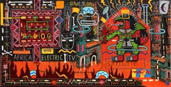 TV africaine électrique - Philippe Jacq, 21e siècle, peinture contemporaine 