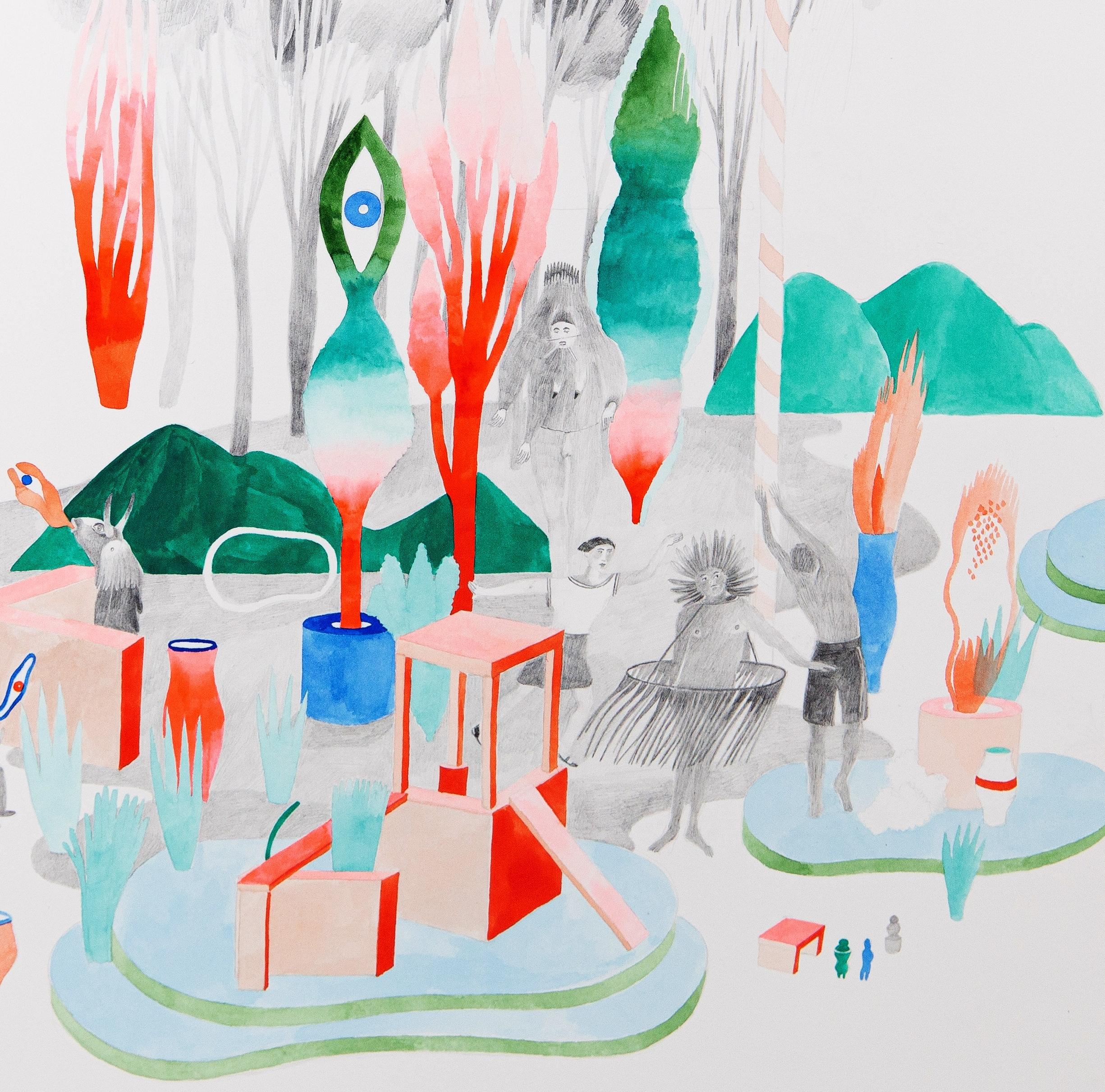 Rituels #1 Hélène Duclos, art figuratif contemporain du 21e siècle, orange vert en vente 3