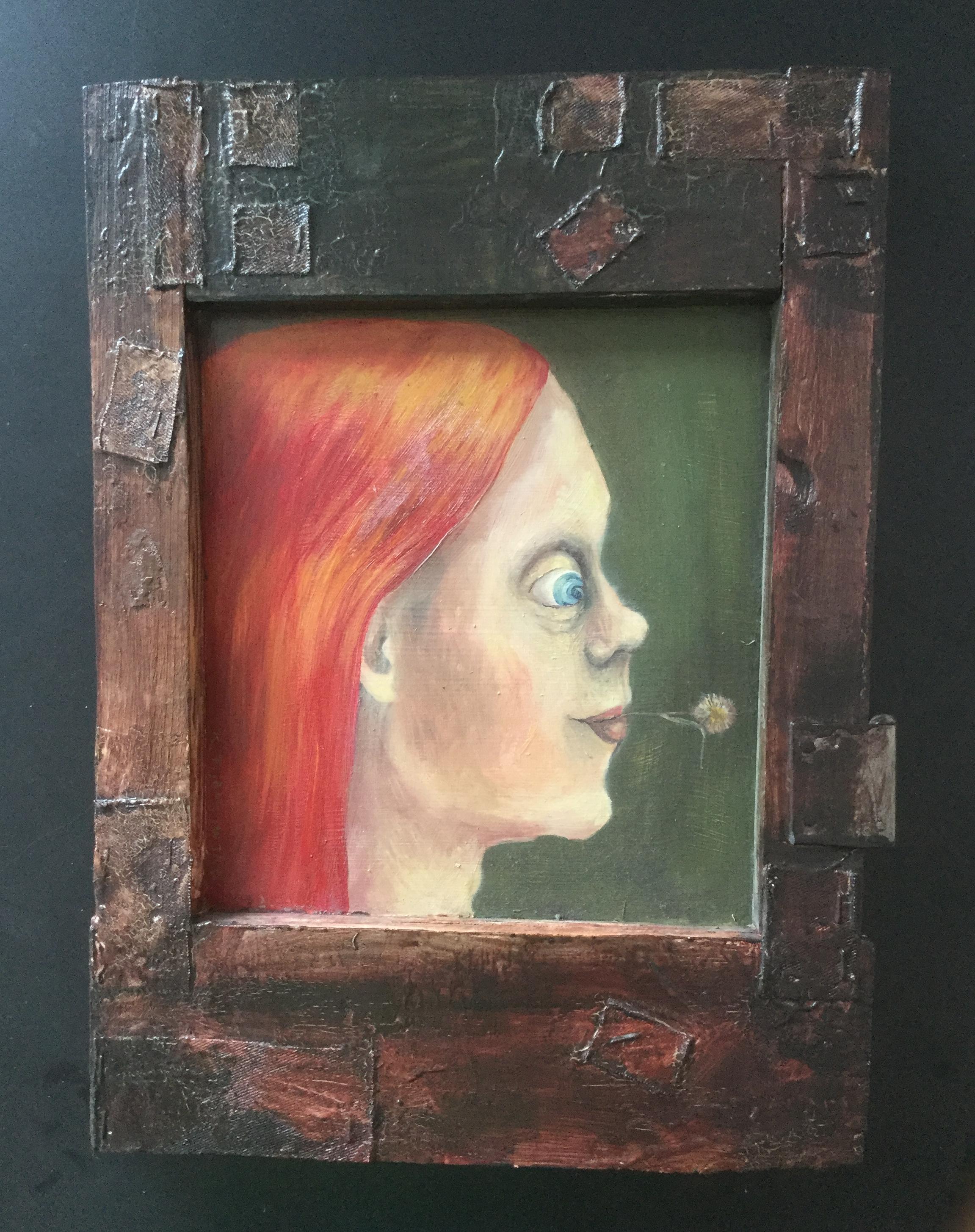 Pelirroja, Pintura al óleo figurativa contemporánea, Pintura de retrato femenino
