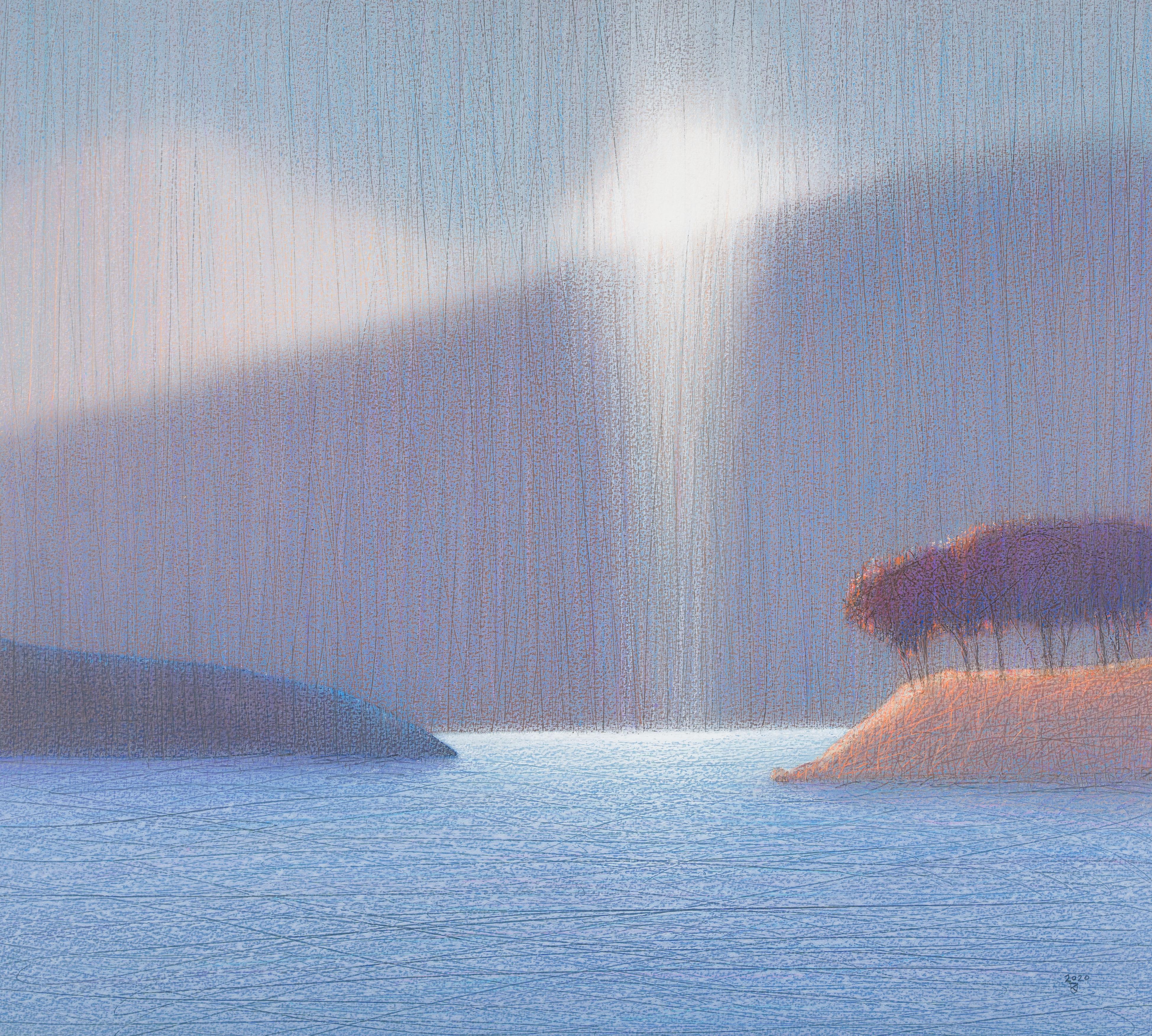 Scotland - Contemporary Landscape Oil Pastel  Painting, Warm Tones 