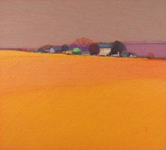 COUNTRYSIDE 2  - Contemporary Landscape Oil Pastel Painting