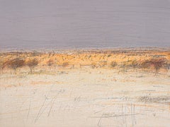 SAVANNAH - Contemporary African Landscape,  Oil Pastel  Painting, Warm Tones 