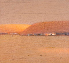 End Of The Day - Contemporary African Landscape,  Oil Pastel Painting