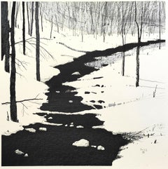 Winterstrom - Zeitgenössische atmosphärische Landschaft, Öl Pastell Malerei
