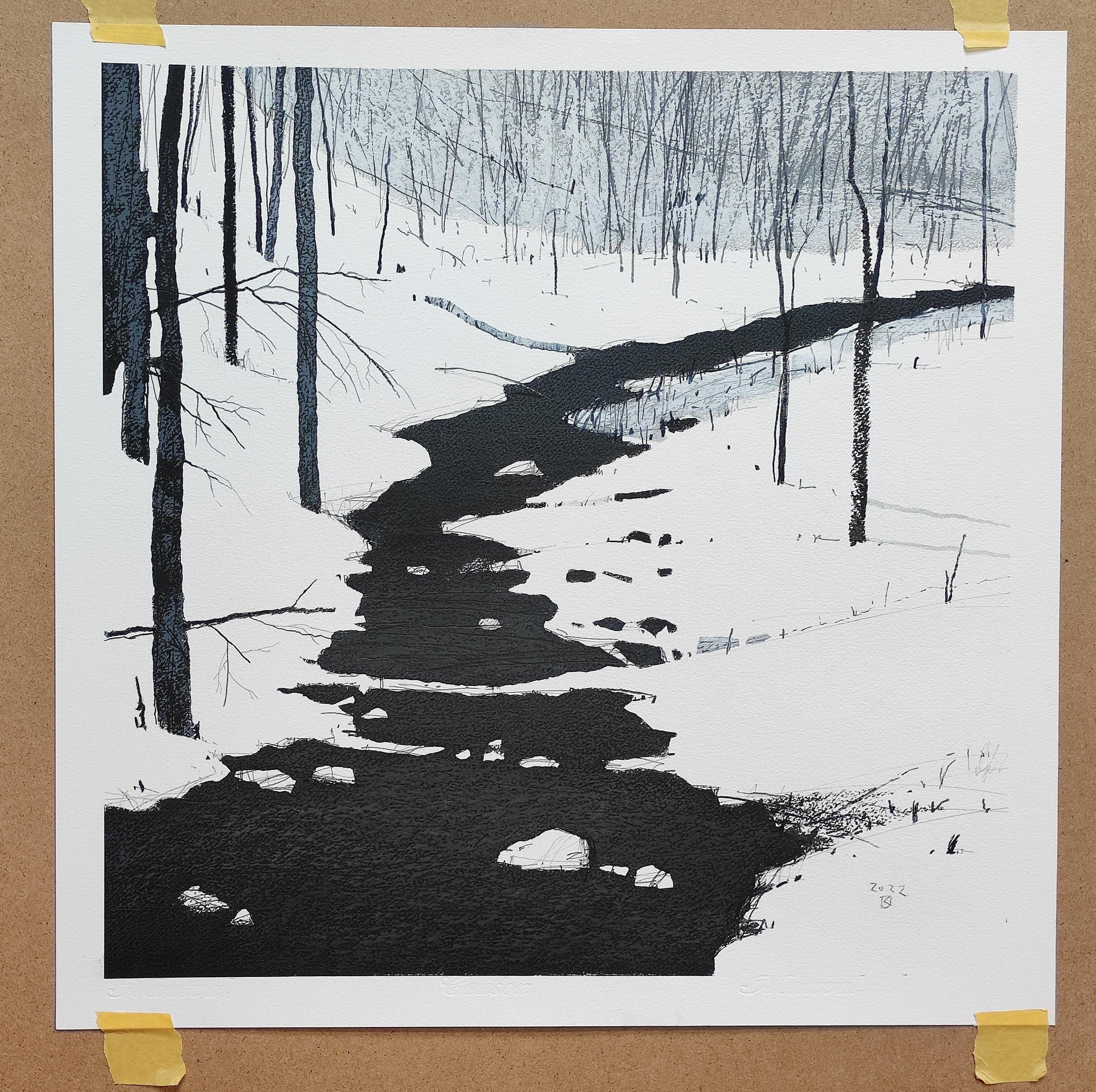 winter landscape oil pastels