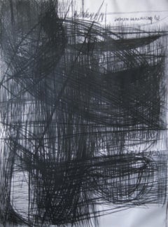Mandorla - Large Format Charcoal On Paper, Black White Drawing