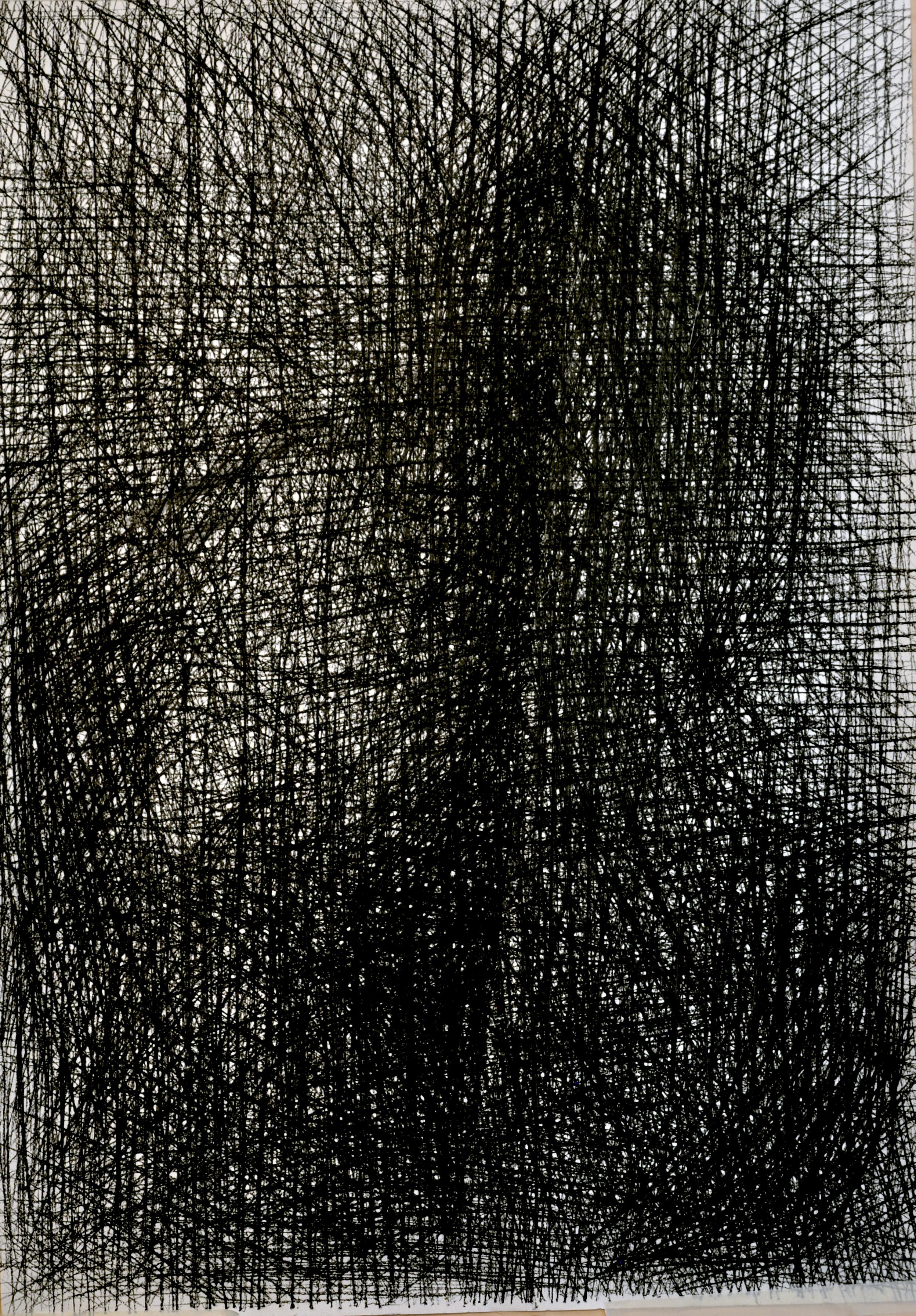 Krzysztof Gliszczyński Abstract Drawing - Shadow -  Expressive Charcoal On Paper Painting, Black White Drawing