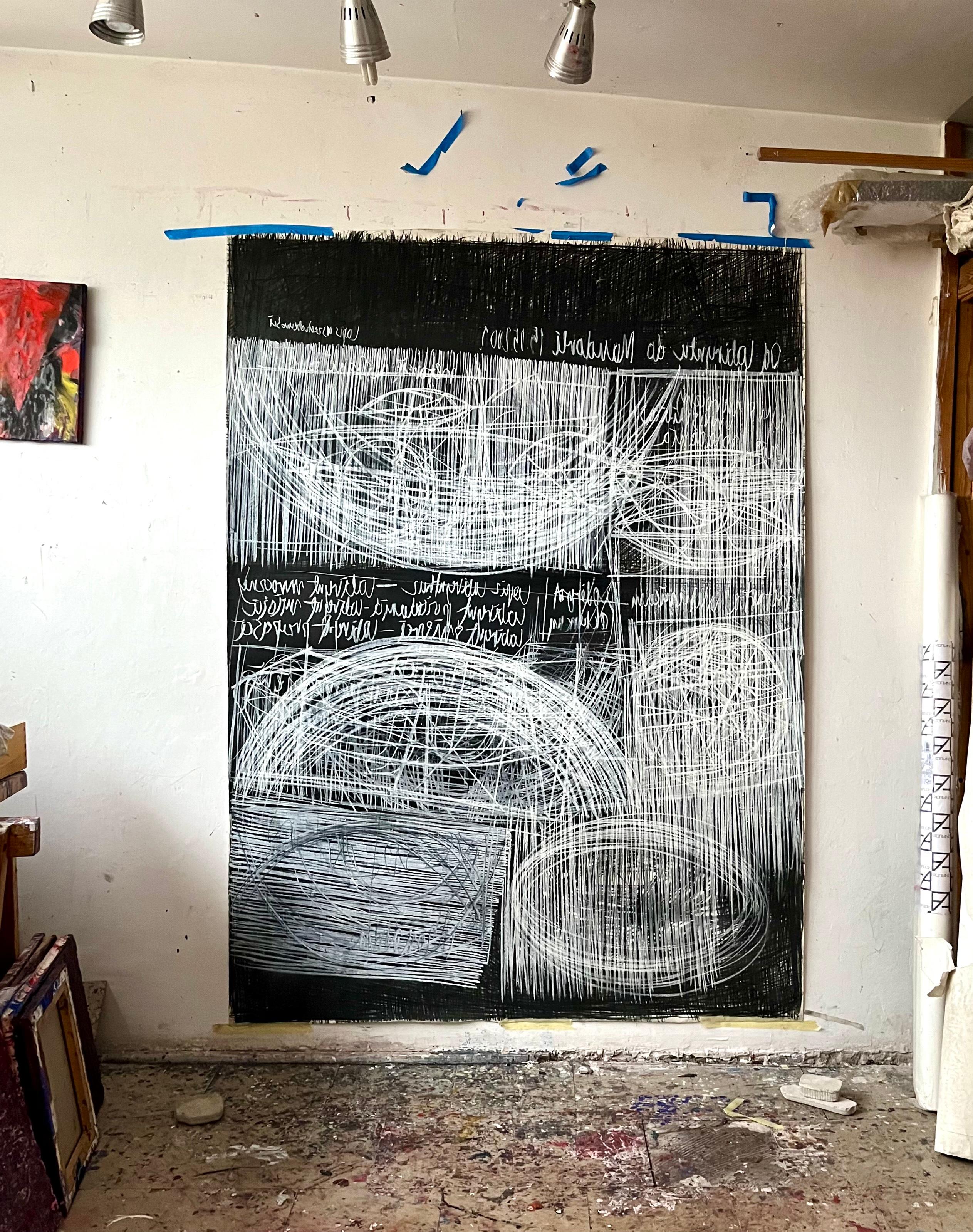 Drawing 14, Série de dessins, grand format, fusain sur papier panneau - Painting de Krzysztof Gliszczyński