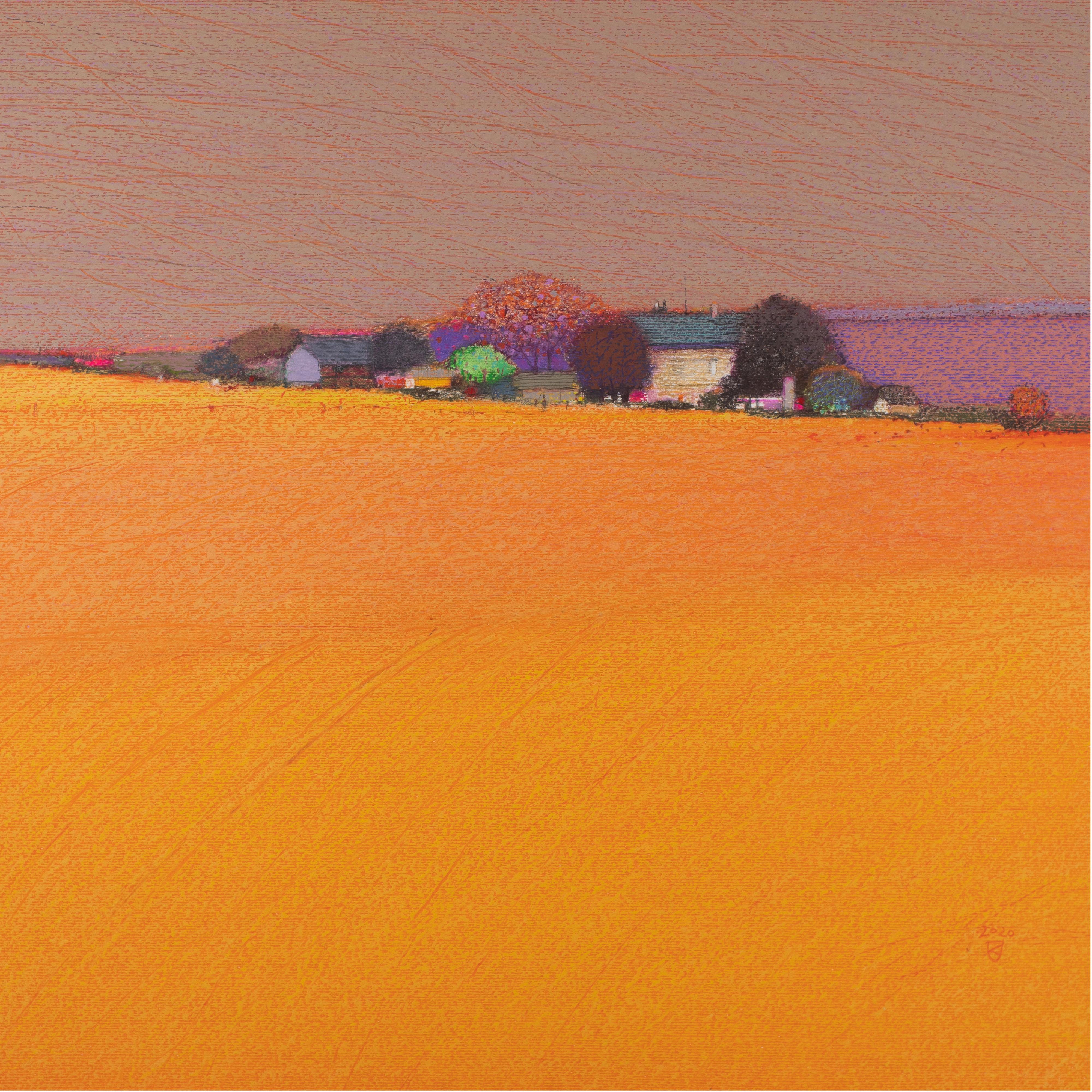 COUNTRYSIDE 2  - Contemporary Landscape Oil Pastel Painting 1