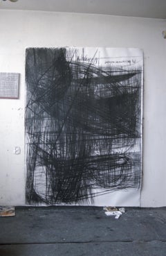 Mandorla - Large Format Charcoal On Paper, Black White Drawing