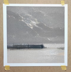 Nuvole  - Paesaggio atmosferico contemporaneo dipinto a pastello ad olio