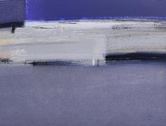 Landscape With A White Figure - Atmospheric Landscape Oil Pastel  Painting
