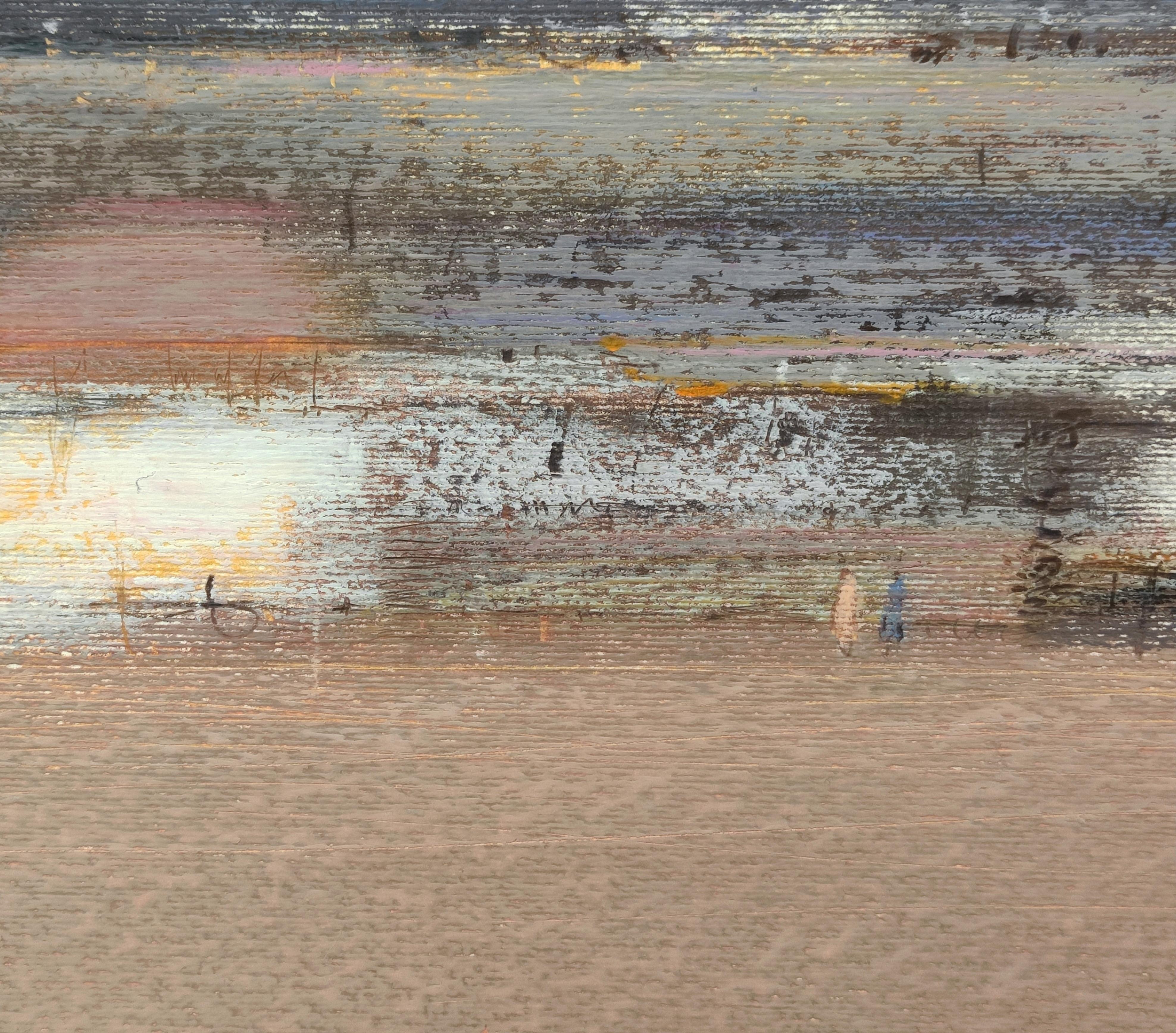 City On The Sand - Contemporary African Landscape,  Ölpastellfarbenes Gemälde im Angebot 2