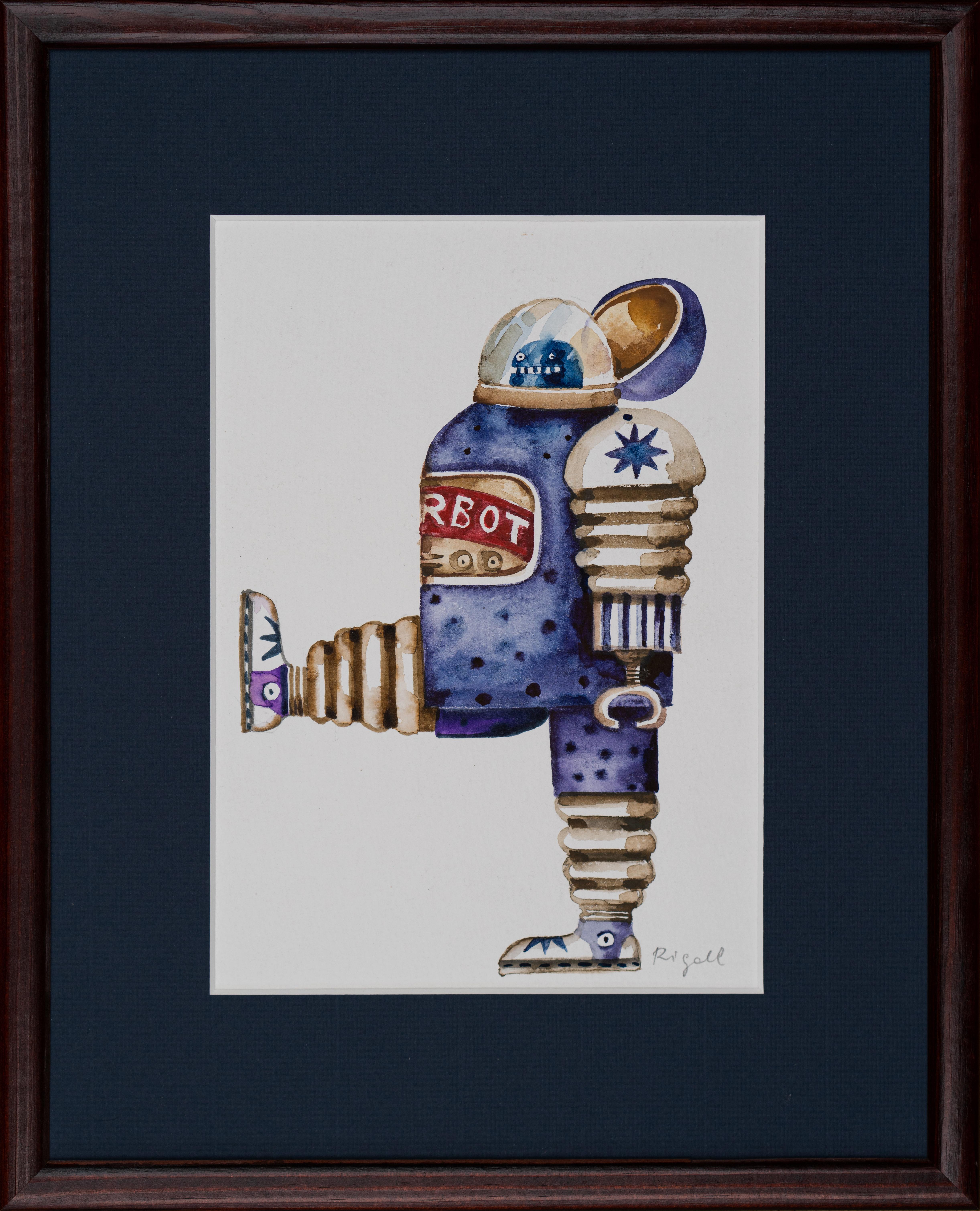 ROBOT - Peinture originale d'illustration de livres pour enfants pour « Stupid Funio »