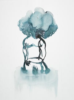 La tête dans les nuages - Encre figurative contemporaine  Peinture, nouvelle expression