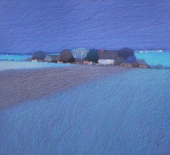 COUNTRYSIDE Night 2  - Contemporary Landscape Oil Pastel Painting