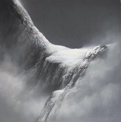 Where Eagles Dare - Modern Atmospheric Mountains Landscape Oil Pastel Painting