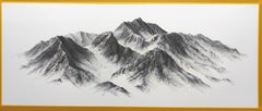 Mountains Range - Modern Expressive Landscape, Oil Pastel Painting