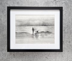 Horizon - Promeneur avec un chien - The Modernity Figurative Nature and Landscape Drawing